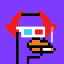a pixel art of a duck with glasses and a green hair