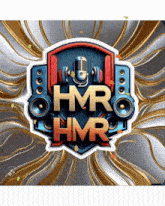 a logo that says hyr hmr with a microphone and speakers