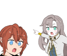 a cartoon of a girl pointing at something