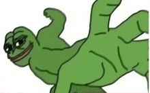 a cartoon of a green frog wearing sunglasses laying on its back