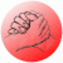 a drawing of a hand in a red circle on a white background .