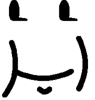 a black and white drawing of a smiley face on a white background