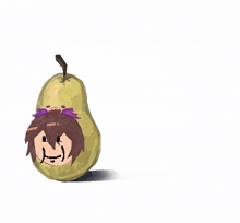 a pear with a girl 's face on it