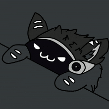 a black and white drawing of a cat with a smiley face on its face