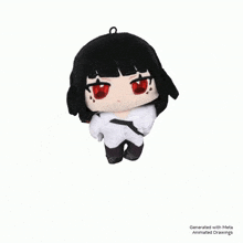 a stuffed doll with black hair and red eyes is generated by meta animated drawings