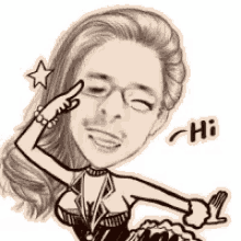 a black and white drawing of a woman wearing glasses and a corset .
