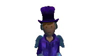 a cartoon character with a top hat and headphones on