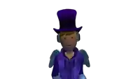 a cartoon character with a top hat and headphones on