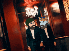 a man with a beard and a crown on his head