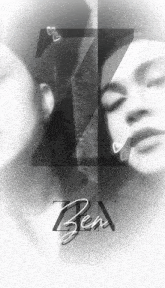 a black and white photo of a woman with the letter z in the corner