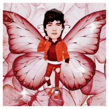 a cartoon of a boy with butterfly wings and the words chill designs on the bottom right