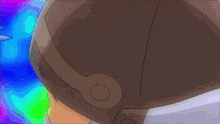 a close up of a cartoon character wearing a helmet
