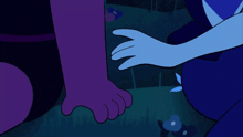 a cartoon character holding another character 's hand in the dark