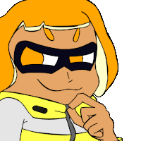 a cartoon character with orange hair and a black mask is thinking