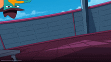 perry the platypus from phineas and ferb is doing a handstand