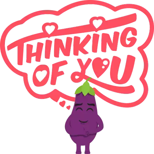 Thinking Of You Eggplant Life Sticker - Thinking Of You Eggplant Life Joypixels Stickers