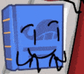 a cartoon drawing of a book with a face on it