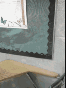 a bulletin board with a picture of butterflies and the word letters on it