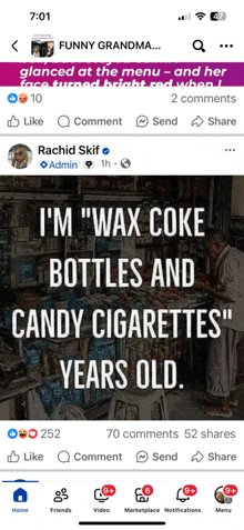 a screenshot of a facebook page that says funny grandma