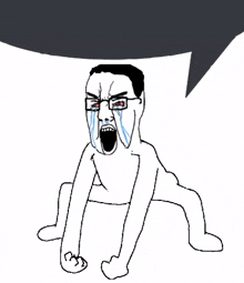 a cartoon of a man with glasses screaming with a speech bubble behind him .