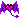 a pixel art of a bat with purple wings and a pink heart on a white background .