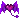 a pixel art of a bat with purple wings and a pink heart on a white background .