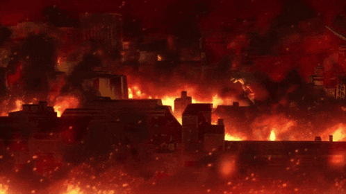anime burning city