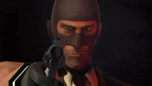 a man in a mask is pointing a gun