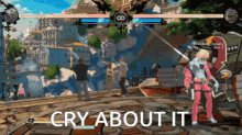 a video game screen says cry about it