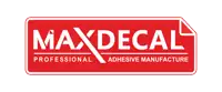 a red maxdecal professional adhesive manufacture logo