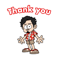 a cartoon of a man with the words thank you behind him