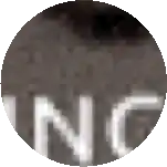 a close up of a black and white circle with the word nic on it
