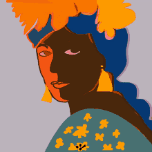 a painting of a woman with orange hair