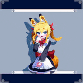 a pixel art drawing of a girl in a maid costume