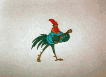 coq qui joue de la guitare rooster chicken guitar walking