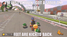 mario kart8deluxe mario kart mk8dx mk8 im just chillin got a smile on my face feet are kicked back