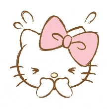 hello kitty is wearing a pink bow on her head and crying .