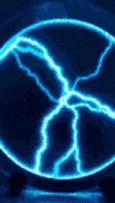 a plasma ball with lightning coming out of it in a dark room