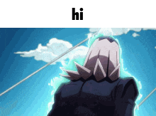 a picture of a person with the word hi on it