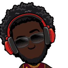 a cartoon drawing of a man wearing headphones