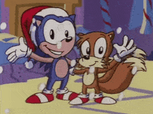 Adventures Of Sonic The Hedgehog Sonic And Tails GIF - Adventures Of Sonic The Hedgehog Sonic And Tails Merry Christmas GIFs