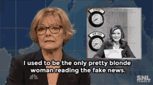 The Only Pretty Blonde Woman Reading The Fake News - Fake News GIF - Fake News Jane Curtin Snl GIFs