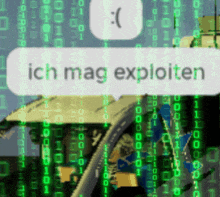 a speech bubble that says ich mag exploiten with a smiley face