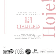 a pink and white flyer for a event called 3 talhares