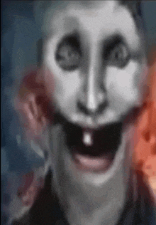 a close up of a person 's face with a tooth missing
