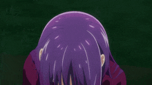 a girl with purple hair and red eyes