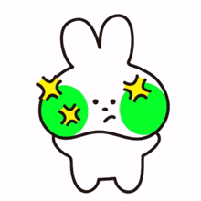 fluorescent white rabbit confused not sure