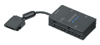 a sony multitap is stacked on top of each other on a white background
