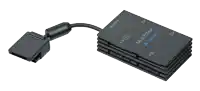 a sony multitap is stacked on top of each other on a white background