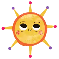 a cartoon illustration of a sun with a face